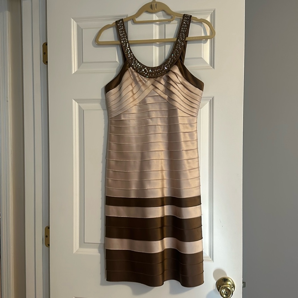 BCBG Dress - Pink Champagne / Bronze with Sequin Detail ; Size S - Worn Once